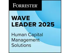 Forrester Wave Leader 2025 graphic for Human Capital Management Solutions.