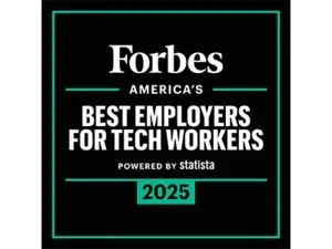 Um gráfico da Forbes declarando os melhores empregadores para trabalhadores de tecnologia em 2025.