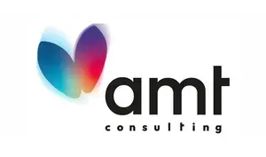 Logotipo da AMT Consulting comemorando quinze anos.