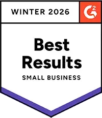 Prêmio G2 Inverno 2026 pelos melhores resultados em pequenas empresas.