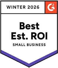 Prêmio G2 Inverno 2026 de Melhor ROI Estimado para Pequenas Empresas.