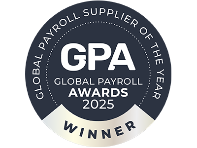 Global Payroll Awards 2025 winner logo.